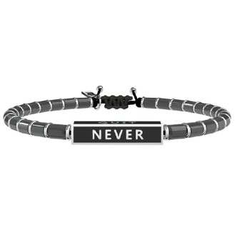 1 - Bracciale Kidult uomo 731401 in Ematite ed acciaio 316L "Never Quit" collezione Philosophy