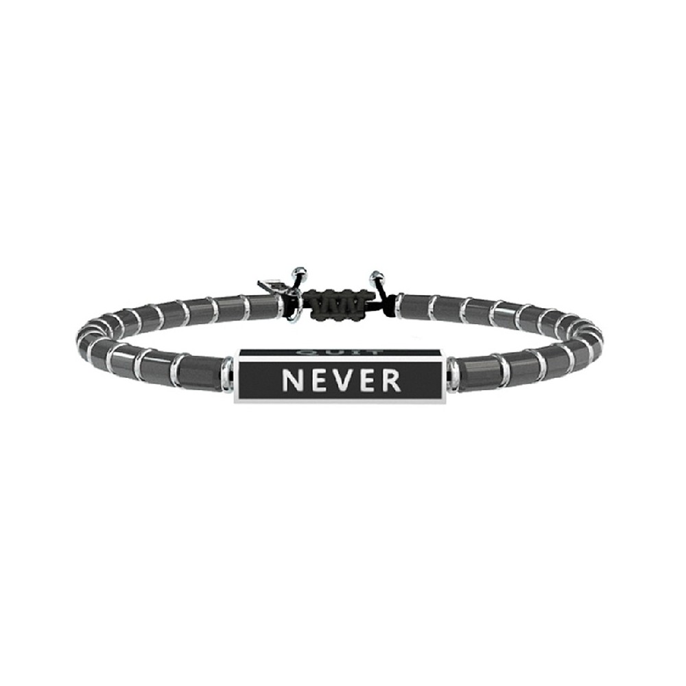 1 - Bracciale Kidult uomo 731401 in Ematite ed acciaio 316L "Never Quit" collezione Philosophy