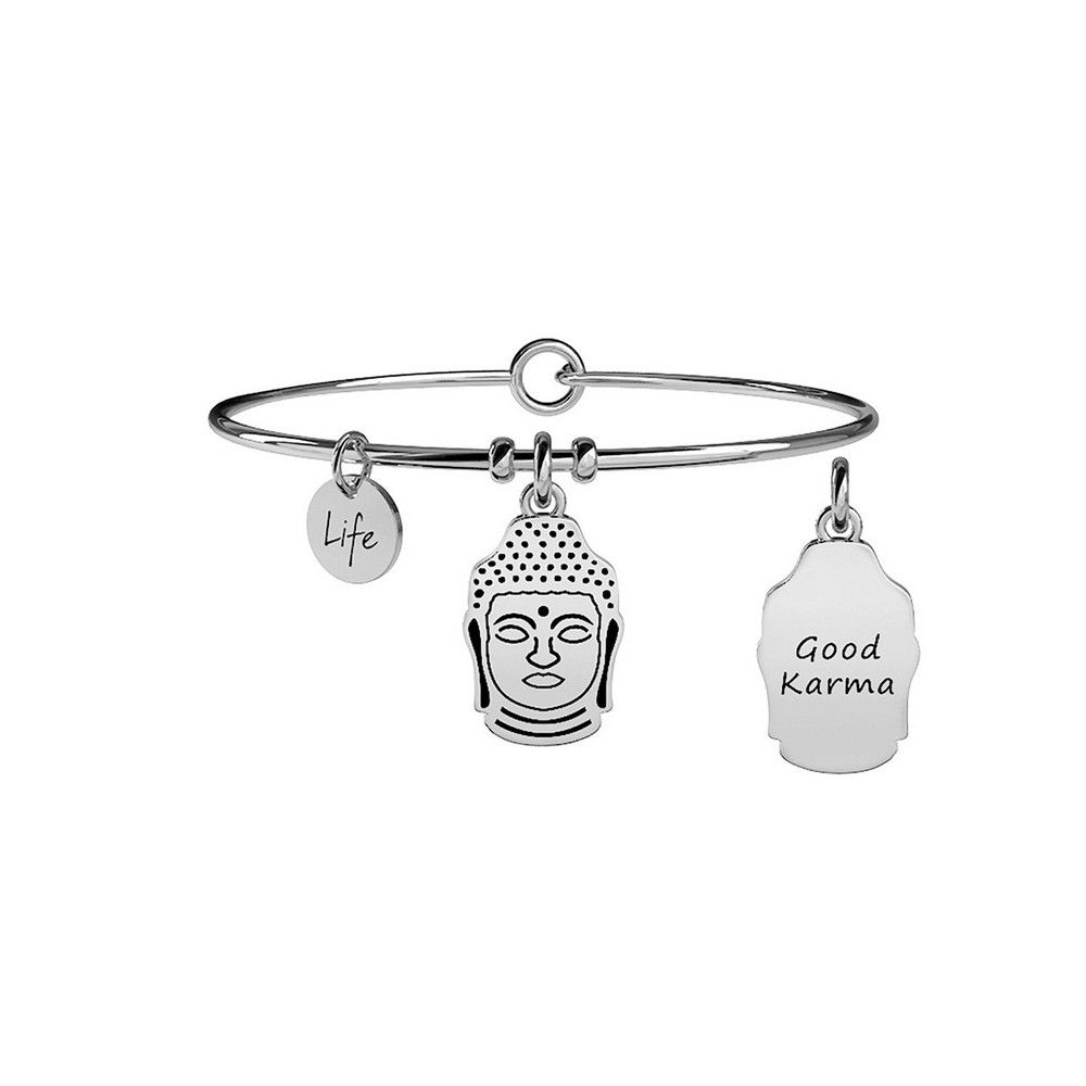 1 - Bracciale Kidult 231549 acciaio 316L ciondolo con Buddha collezione Spirituality