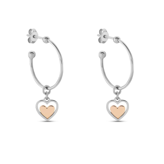 1 - Women's circle earrings in 925 Silver Stroili bicolor hearts 1668480