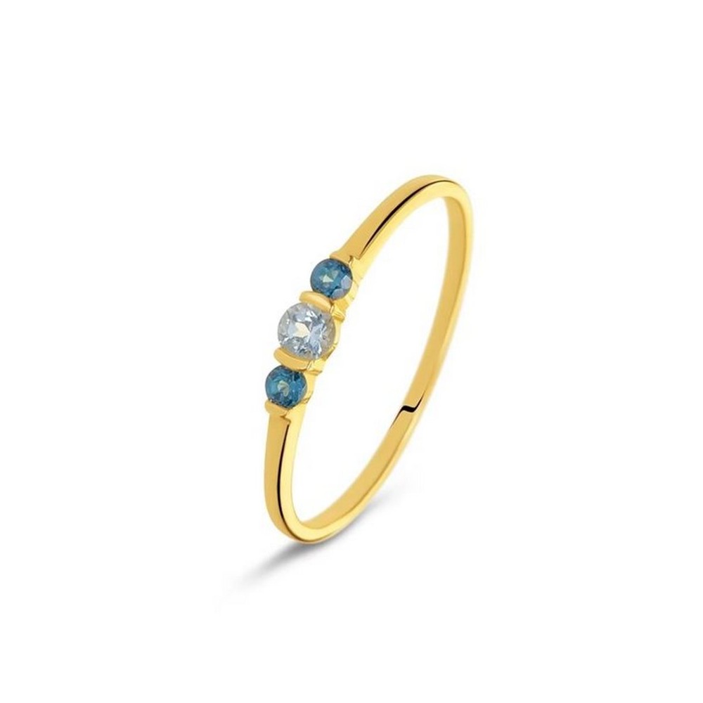 1 - Trilogy yellow gold woman ring Stroili 1426208 with blue topaz