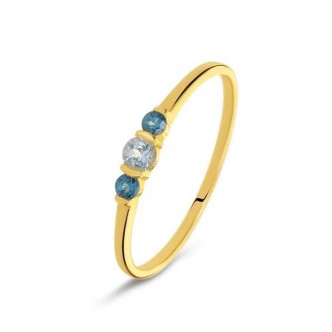 1 - Trilogy yellow gold woman ring Stroili 1426210 with blue topaz