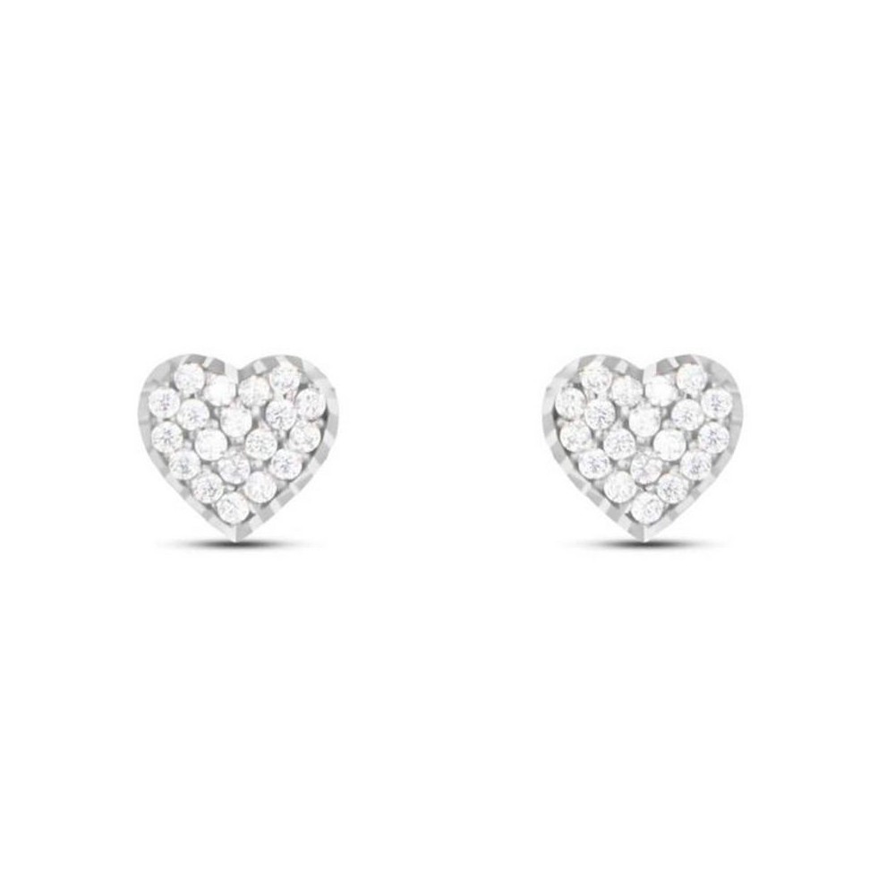 1 - Women's white gold hearts earrings Stroili 1411816 with zircons