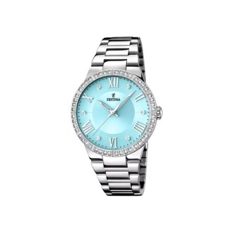 1 - Festina Boyfriend time only woman watch light blue F16719/4 steel with crystals