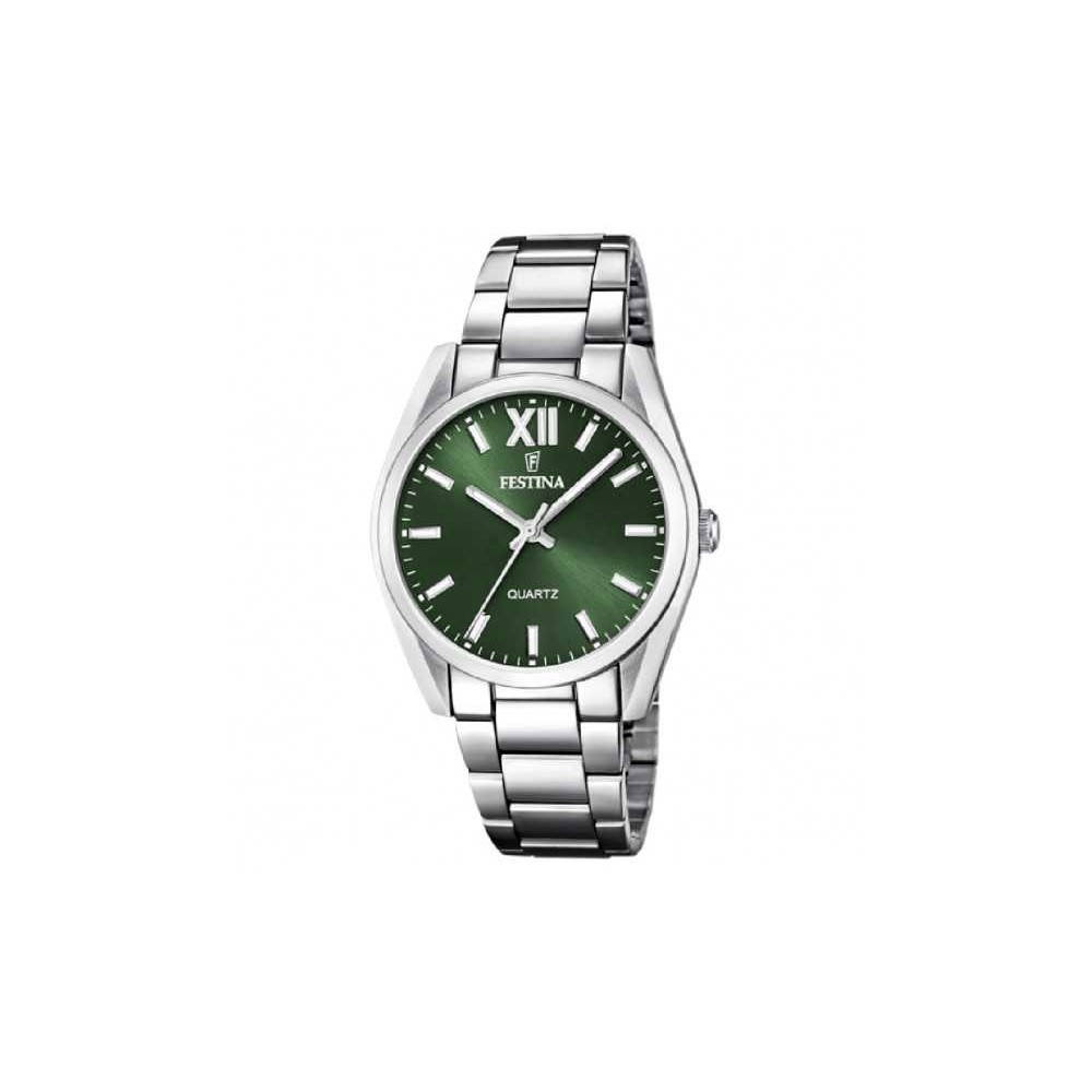 1 - Festina Mademoiselle green time only woman watch F20622/4 steel