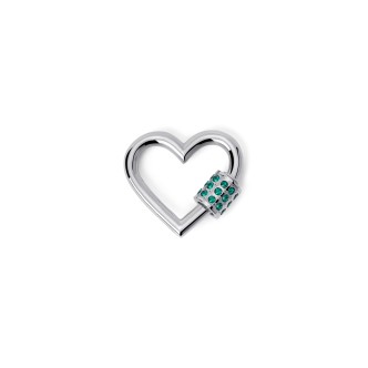 1 - Heart lock green crystals 2 Jewels 241017 woman 316L steel