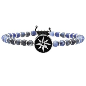 1 - Kidult men's bracelet 731215 with sodalite and compass rose 316L steel Symbols collection