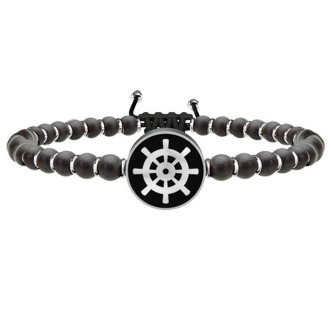 1 - Kidult men's bracelet 731218 with onyx and rudder in 316L steel Symbols collection