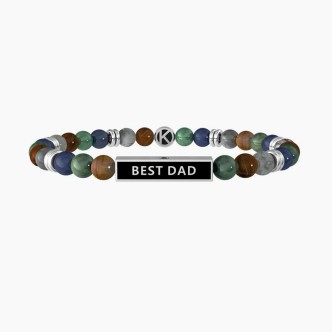 1 - Bracciale uomo Kidult BEST DAD 732132 acciaio 316L con pietre multicolor