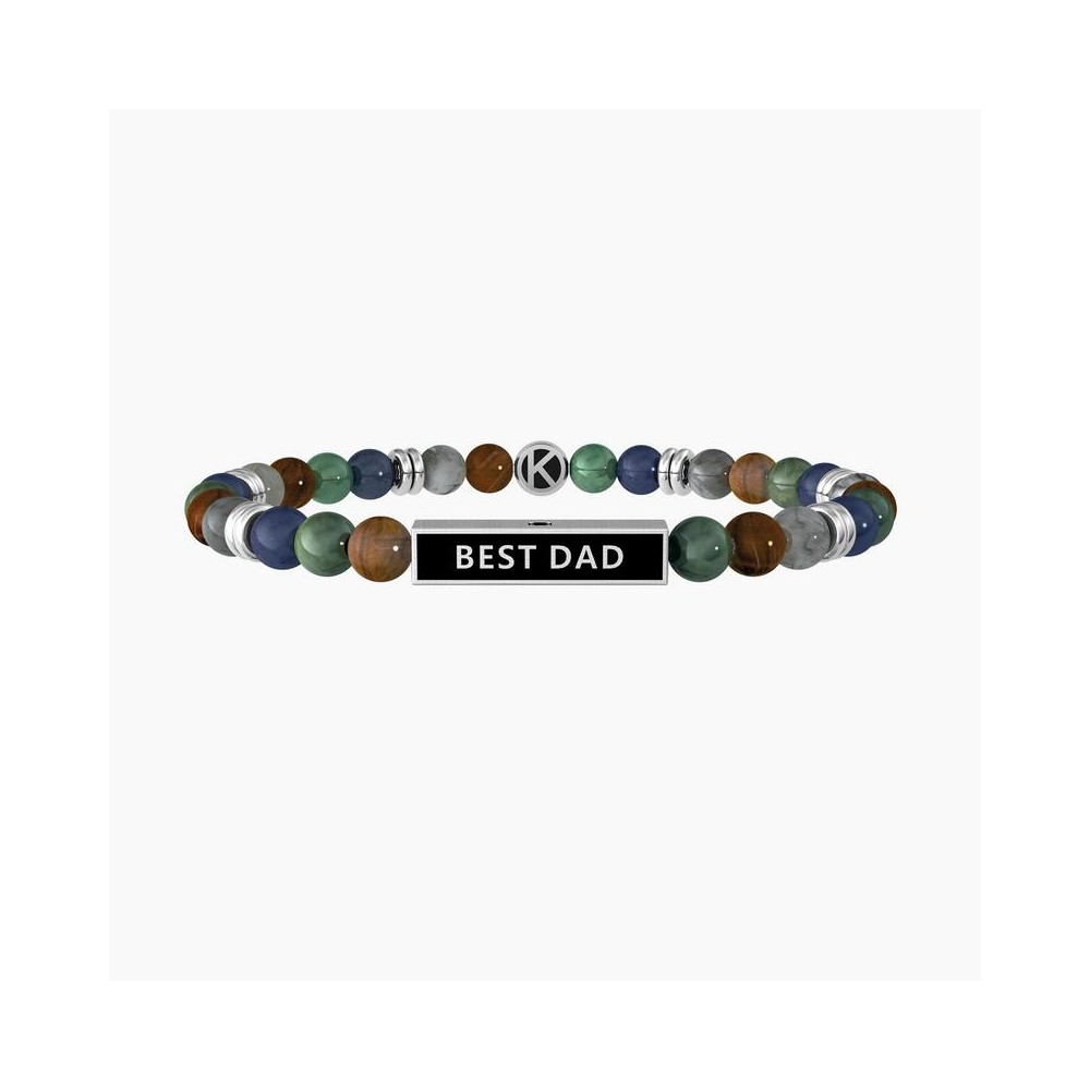 1 - Kidult BEST DAD 732132 316L steel man bracelet with multicolor stones