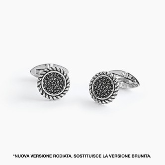 1 - Mabina men's cufflinks 925 Silver with black zircons 573008