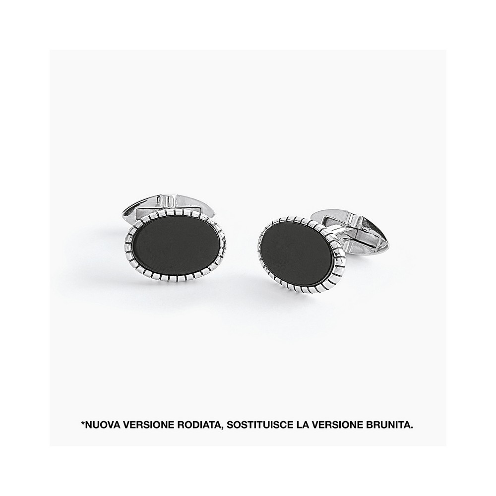 1 - Mabina men's cufflinks 925 Silver with black agate 573010