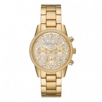 1 - Orologio cronografo donna Micheal Kors Ritz acciaio dorato con cristalli MK7310