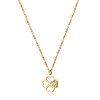 1 - Brosway BHKN092 Chakra four-leaf clover lucky charm golden woman necklace