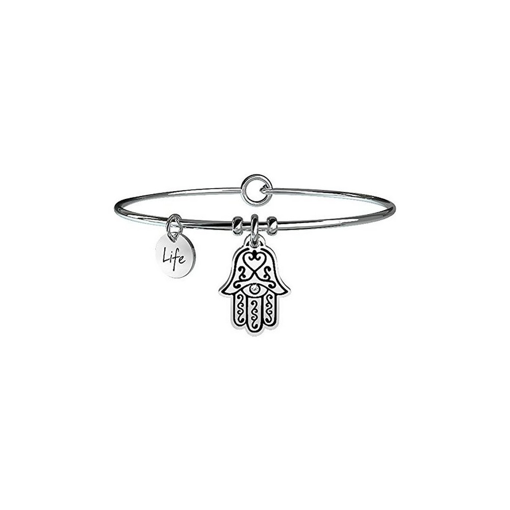 1 - Bracelet Kidult 231547 steel 316L pendant with crystals and hand of Fatima Spirituality collection.