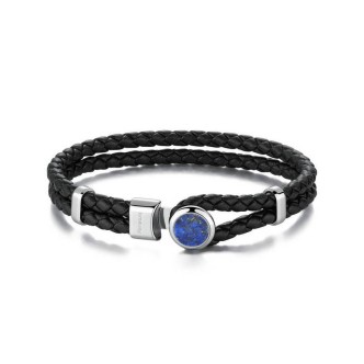 1 - Bracciale uomo Brosway Material pelle nera e lapislazzuli BIM12A acciaio 316L