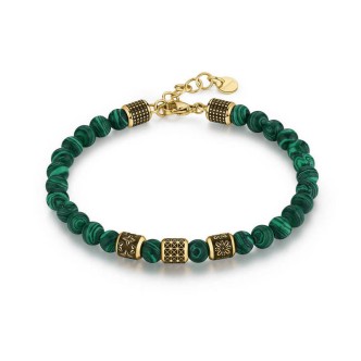 1 - Bracciale uomo Brosway Bullet BUL30 sfere malachite ed acciaio 316L