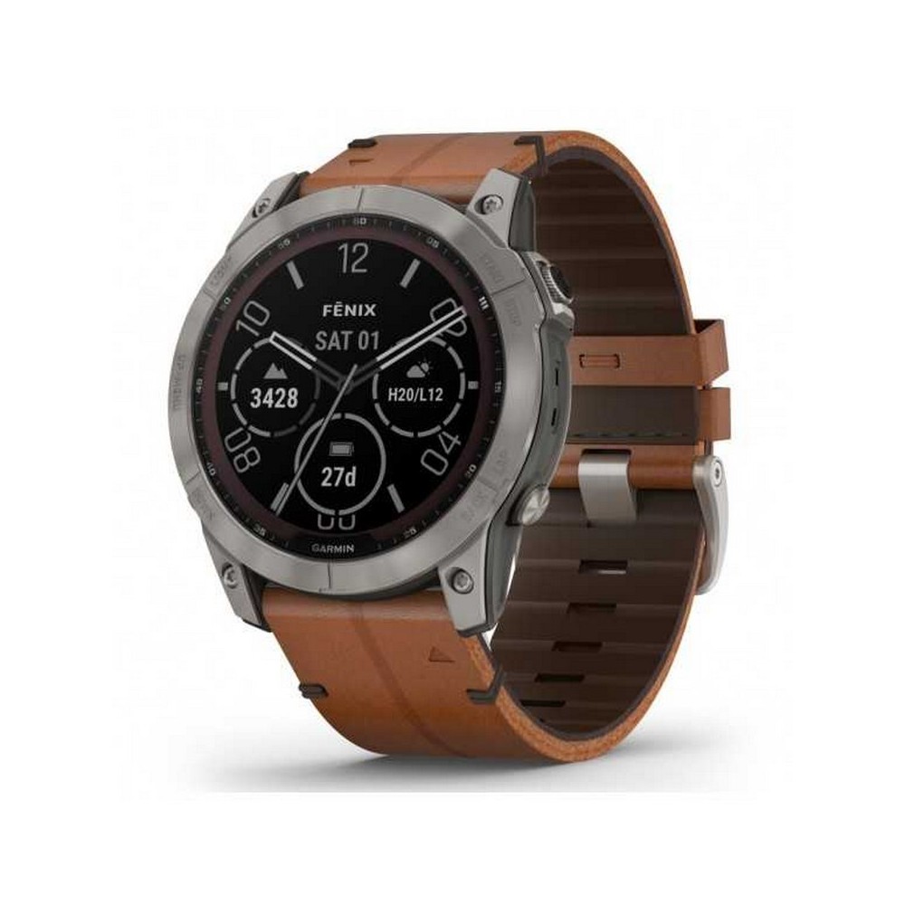 1 - Garmin Fenix 7 Sapphire Solar Edition men's watch Chestnut strap 010-02541-19