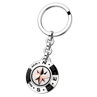 1 - Key ring Zancan EHP044 wind rose in 316L steel with PVD Rose gold Hi Teck collection