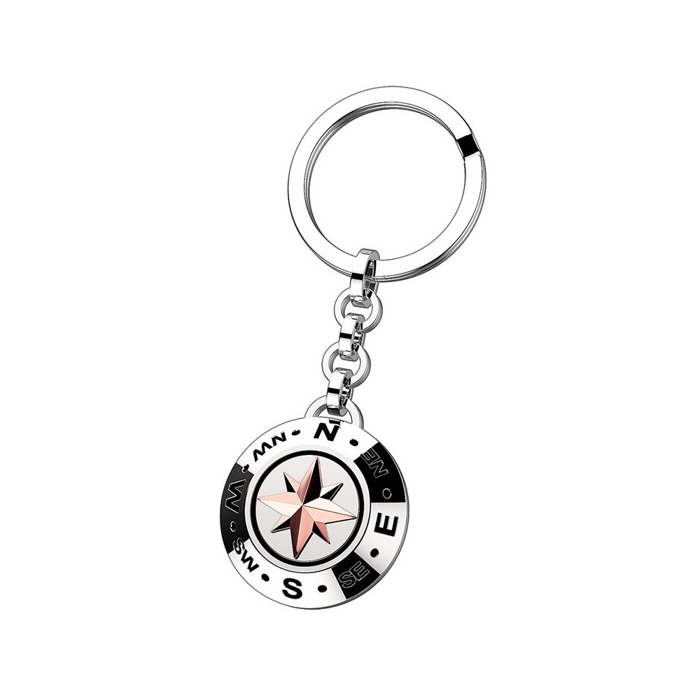 1 - Key ring Zancan EHP044 wind rose in 316L steel with PVD Rose gold Hi Teck collection