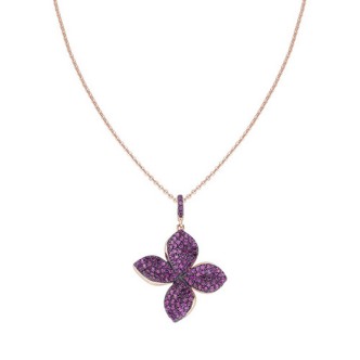 1 - Collana rosata donna fiore Amen Natura CLFIRRZ Argento 925 con zirconi viola