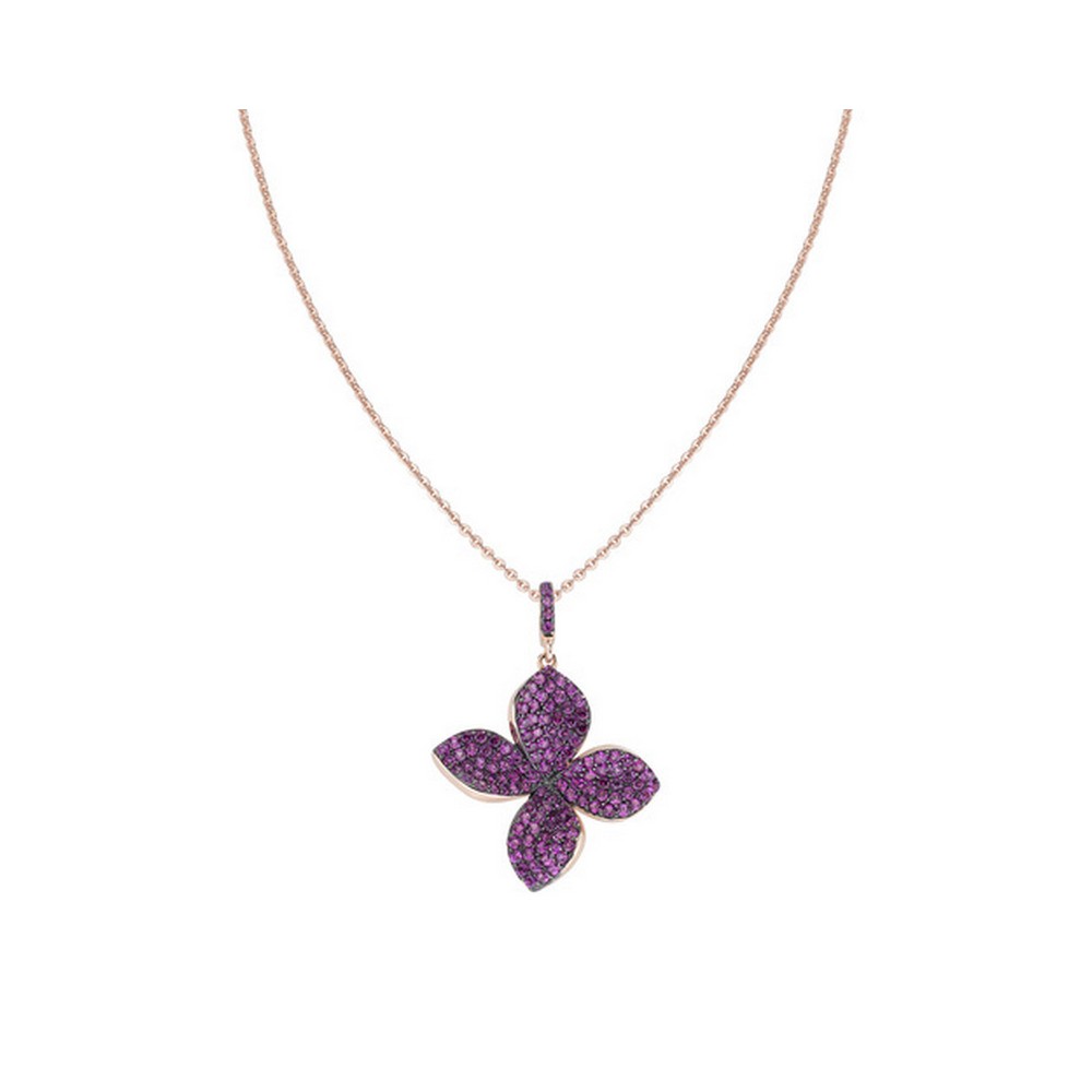 1 - Rosy flower necklace woman Amen Natura CLFIRRZ 925 silver with purple zircons