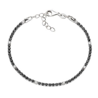 1 - Bracciale Tennis Amen BT7BBN16 Argento 925 con zirconi neri