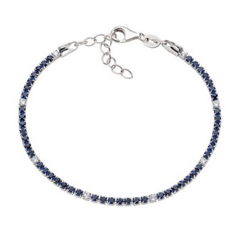 1 - Amen Tennis Bracelet BT7BBBL16 925 Silver with blue and white zircons