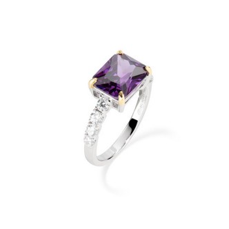 1 - Anello donna Amen Cocktail Argento 925 RCK1REBVIZ-14 con zirconi bianchi e viola