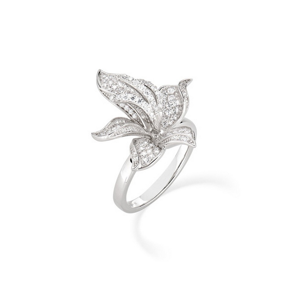 1 - Amen Natura woman orchid ring Silver 925 RFILUBBZ-14 with white zircons