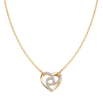 1 - Woman intertwined hearts necklace Amen 925 silver CLHHGBZ gilded with white zircons