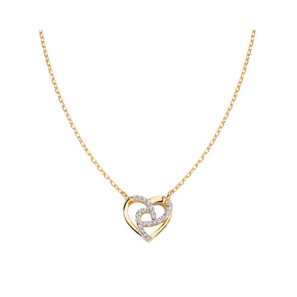 1 - Woman intertwined hearts necklace Amen 925 silver CLHHGBZ gilded with white zircons