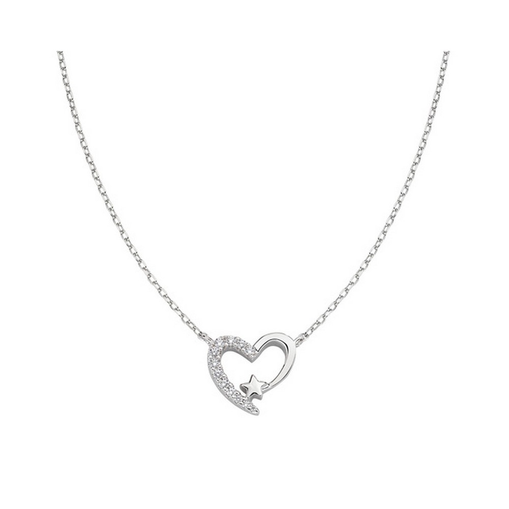 1 - Woman heart necklace Amen 925 Silver CLHSBBZ with white zircons