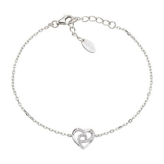 1 - Amen woman intertwined hearts bracelet Silver 925 BRHHBBZ with white zircons