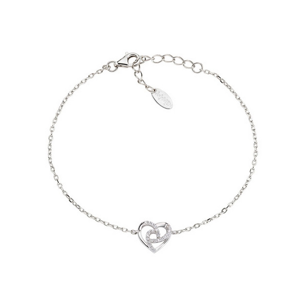 1 - Amen woman intertwined hearts bracelet Silver 925 BRHHBBZ with white zircons