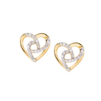 1 - Amen woman heart earrings EHHGBZ gilded 925 silver with white zircons