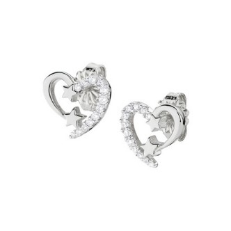 1 - Amen woman heart earrings Silver 925 EHSBBZ with white zircons