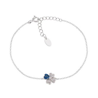 1 - Bracciale quadrifoglio e cuore donna Amen Argento 925 BRQUBBL con zirconi bianchi e blu