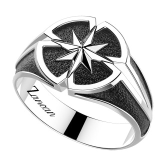 1 - Ring Zancan EXA175 wind rose in Sterling Silver Cosmopolitan collection