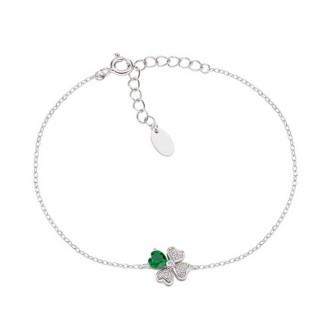 1 - Bracciale quadrifoglio e cuore donna Amen Argento 925 BRQUBV con zirconi bianchi e verde