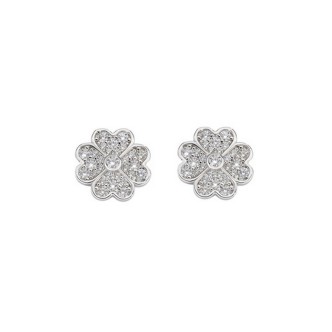 1 - Amen four-leaf clover woman earrings EQCBBZ 925 silver with white zircons