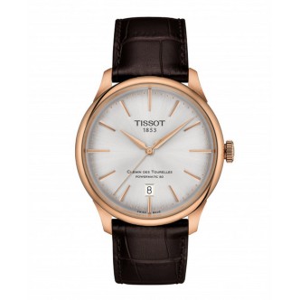 1 - Tissot Chemin Des Tourelles Powermatic 80 T139.807.36.031.00 brown leather strap watch