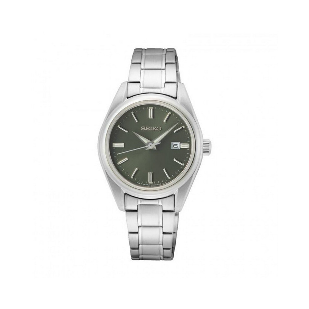 1 - Orologio donna Seiko Classic solo tempo SUR533P1 acciaio fondo verde