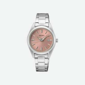 1 - Seiko Classic woman watch only time SUR529P1 steel pink background