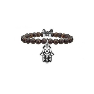 1 - Bracciale Kidult 731118 con Ossidiana ciondolo mano di Fatima con cristalli collezione Spirituality