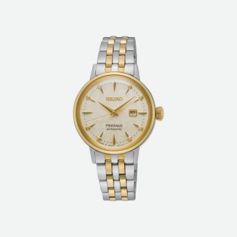 1 - Orologio donna automatico Seiko Presage SRE010J1 acciaio dorato con diamanti