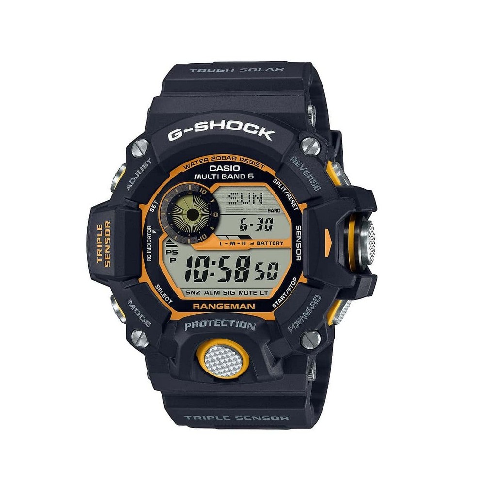 1 - Casio G-Shock Rangeman watch black and orange GW-9400Y-1ER resin case and strap