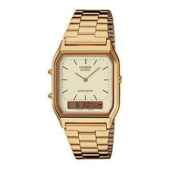 1 - Casio gold watch Vintage Edgy rectangular AQ-230GA-9DMQYES resin case and bracelet