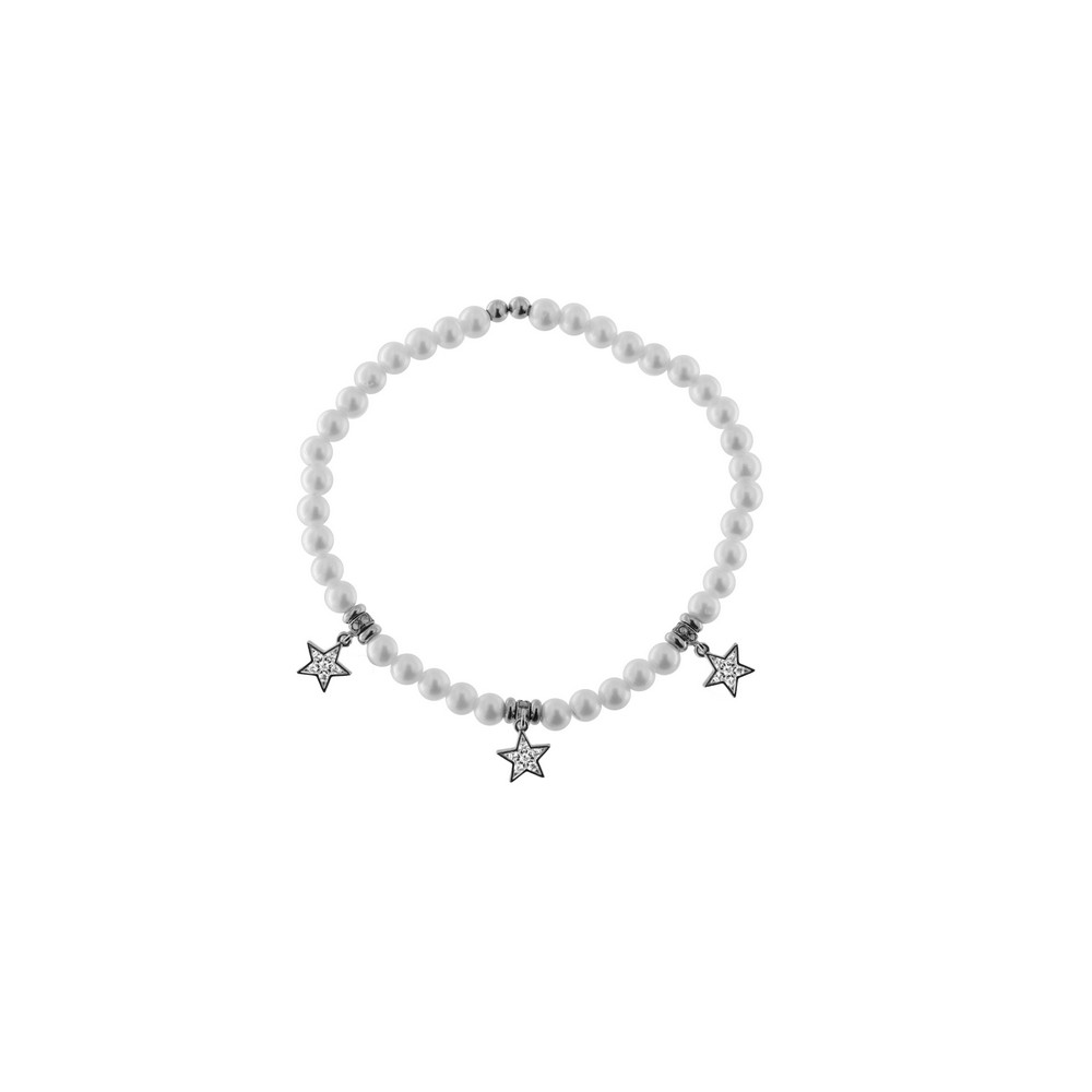 1 - Bracciale elastico donna Rue des Mille Galactica perla con stella BRZ-013 M1 RH Argento 925