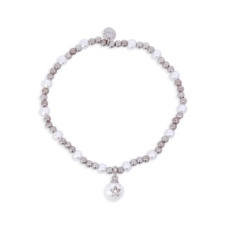 1 - Bracciale elastico donna Rue des Mille Galactica perla con stella BRZ-013 M3 RH Argento 925